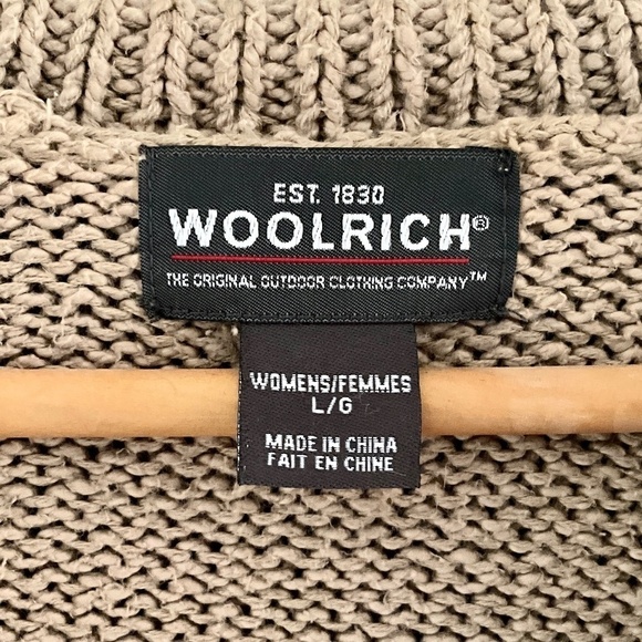 Woolrich Women’s Sweater knit Cardigan Tan Oatmeal Marine Shawl Collar Size L - Picture 9 of 12